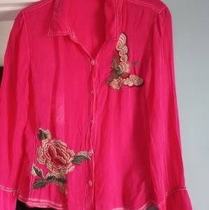 Johnny Was beautiful pink shirt sz  small. No label on it.